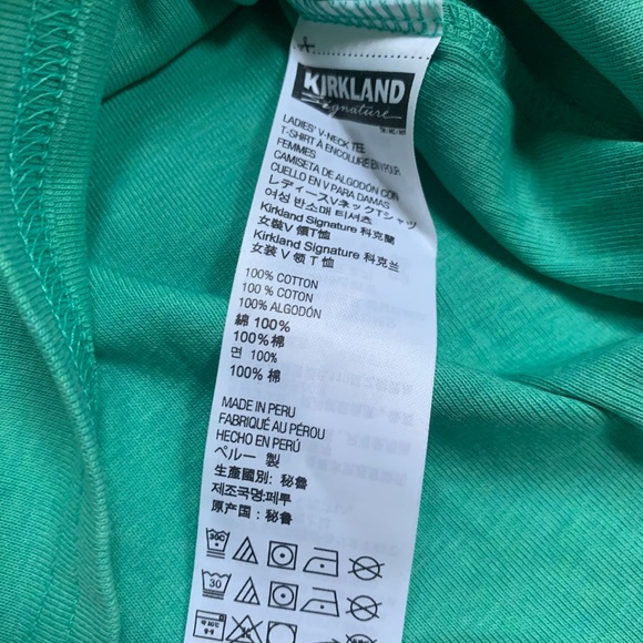 New Kirkland green v-neck cotton tee Sz. M - Picture 8 of 8